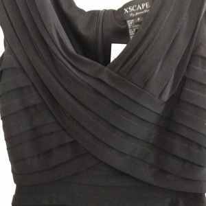 Xscape Women’s Black cocktail dress. Layered, v-. Size 6.  New with …